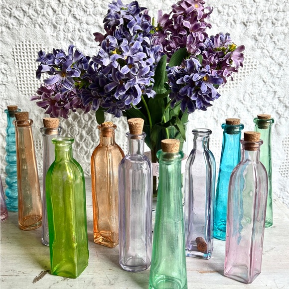70s VINTAGE PINK Glass Bottles/Party Decor Wedding Birthday-Showers $29 each - Picture 3 of 4